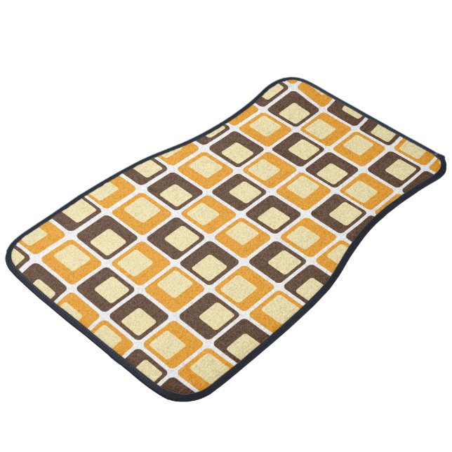 70s Retro Square Shapes Pattern Car Floor Mat (Angled)