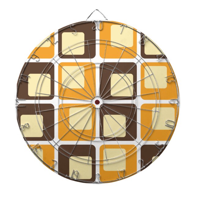 70s Retro Square Shapes Pattern Dart Board (Front)