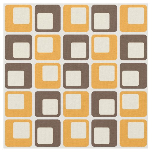 vintage USA fablic ラグ 70s Retro Square Shapes Pattern Fabric | Zazzle