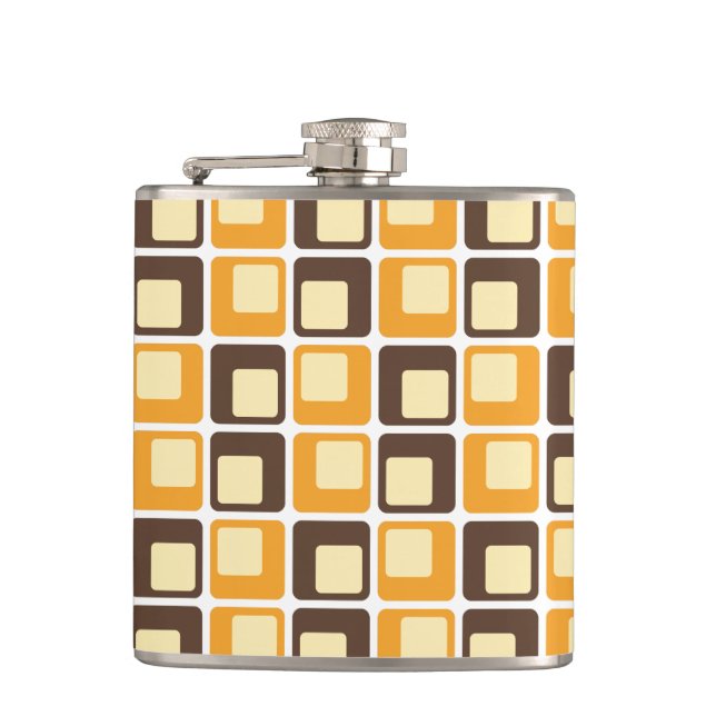 70s Retro Square Shapes Pattern Flask (Front)