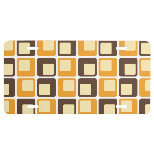 70s Retro Square Shapes Pattern License Plate (Front)