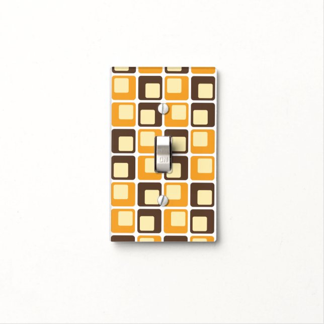 70s Retro Square Shapes Pattern Light Switch Cover (In Situ)