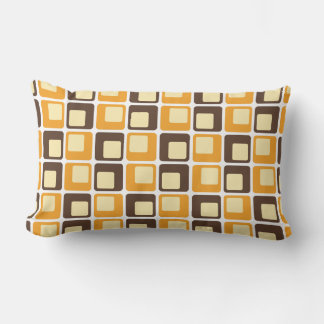 70s Retro Square Shapes Pattern Lumbar Pillow