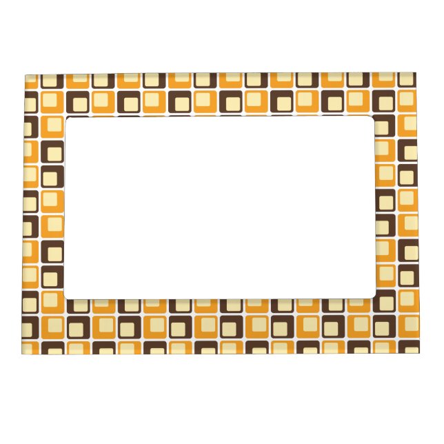 70s Retro Square Shapes Pattern Magnetic Frame (Front)