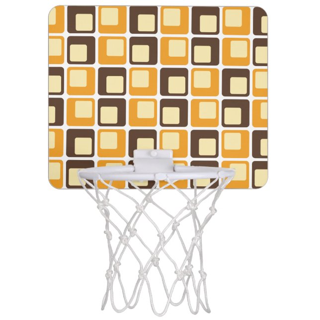 70s Retro Square Shapes Pattern Mini Basketball Hoop (Front)