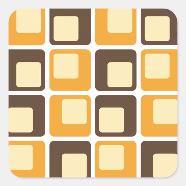 70s Retro Square Shapes Pattern Square Sticker (Front)