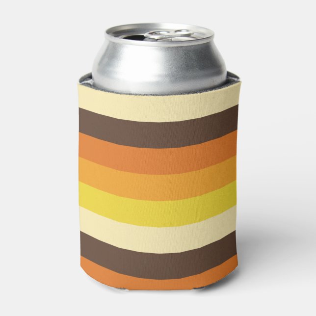 70s Retro Striped Color Pattern Can Cooler (Can Front)