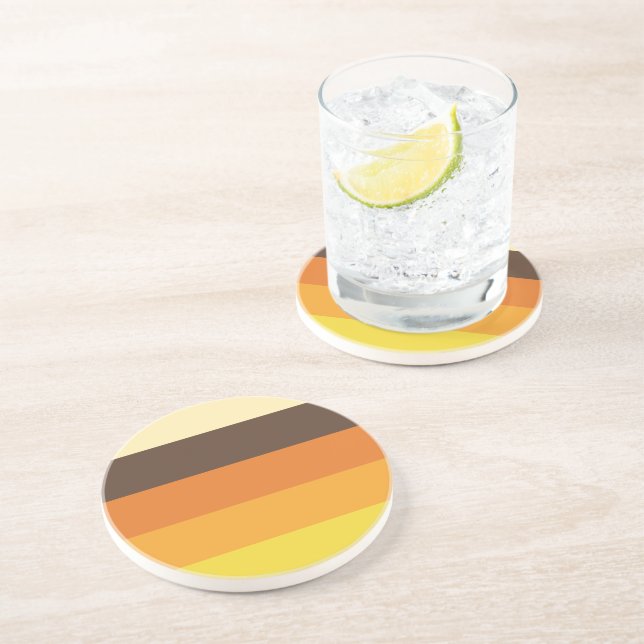70s Retro Striped Color Pattern Coaster (Side)