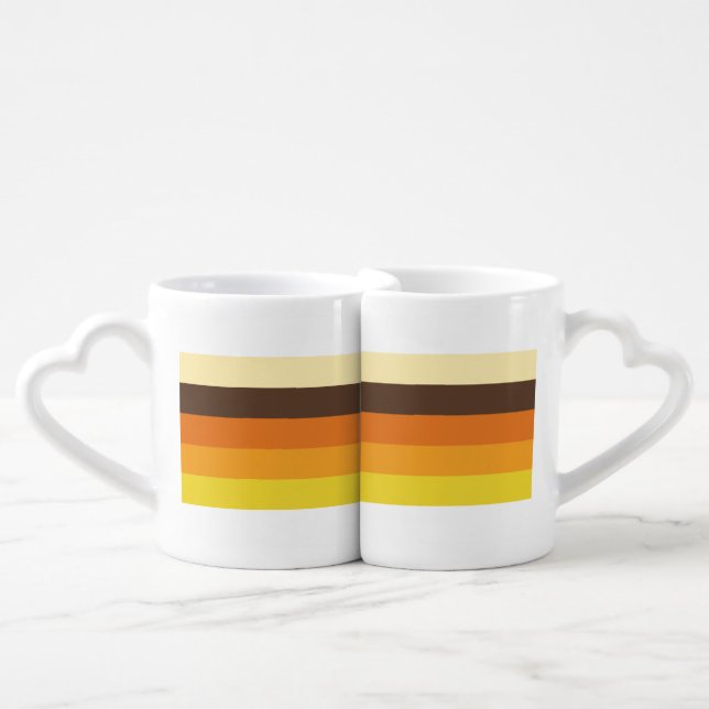 70s Retro Striped Color Pattern Coffee Mug Set (Front Nesting)