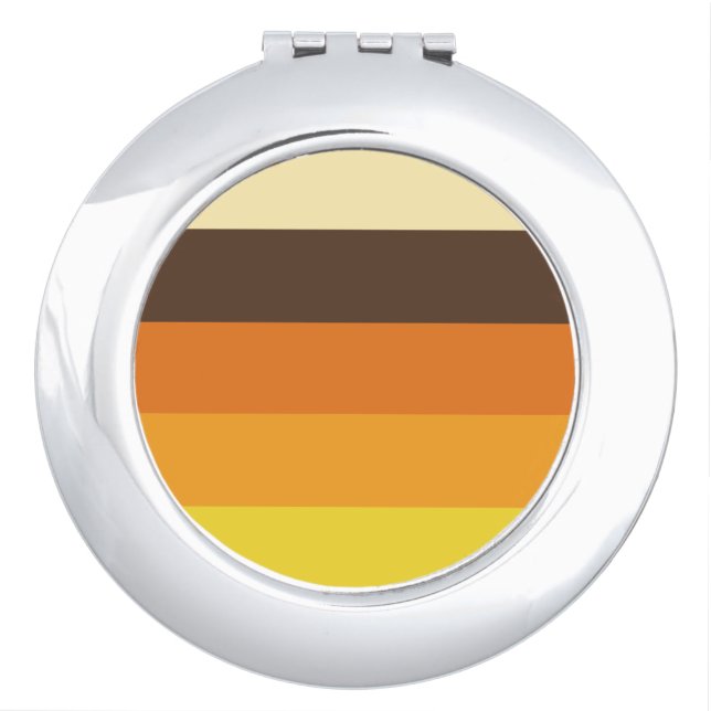 70s Retro Striped Color Pattern Compact Mirror (Front)