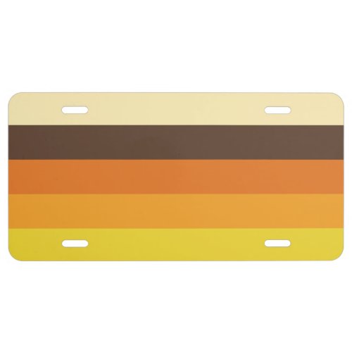 70s Retro Striped Color Pattern License Plate