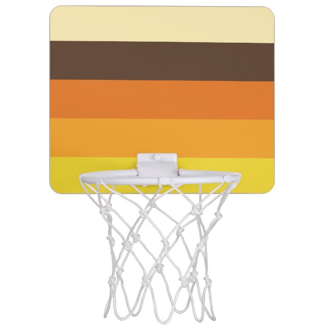70s Retro Striped Color Pattern Mini Basketball Hoop (Front)