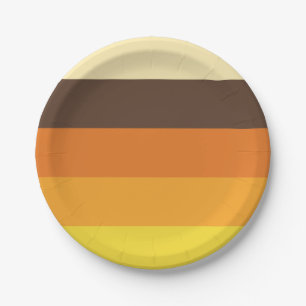 70s Retro Striped Color Pattern Paper Plates