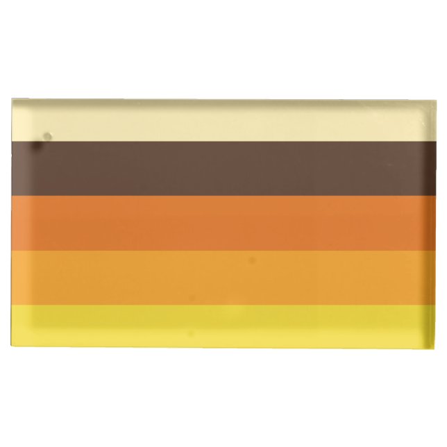 70s Retro Striped Color Pattern Place Card Holder (Front)