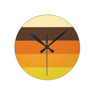 70s Retro Striped Color Pattern Round Clock