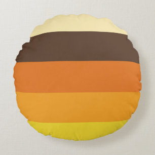 70s Retro Striped Color Pattern Round Pillow