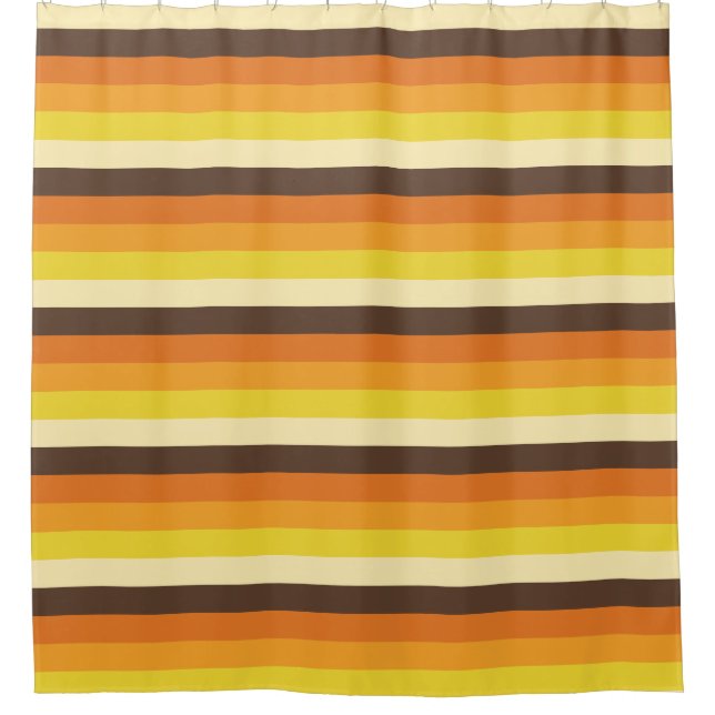70s Retro Striped Color Pattern Shower Curtain (Front)