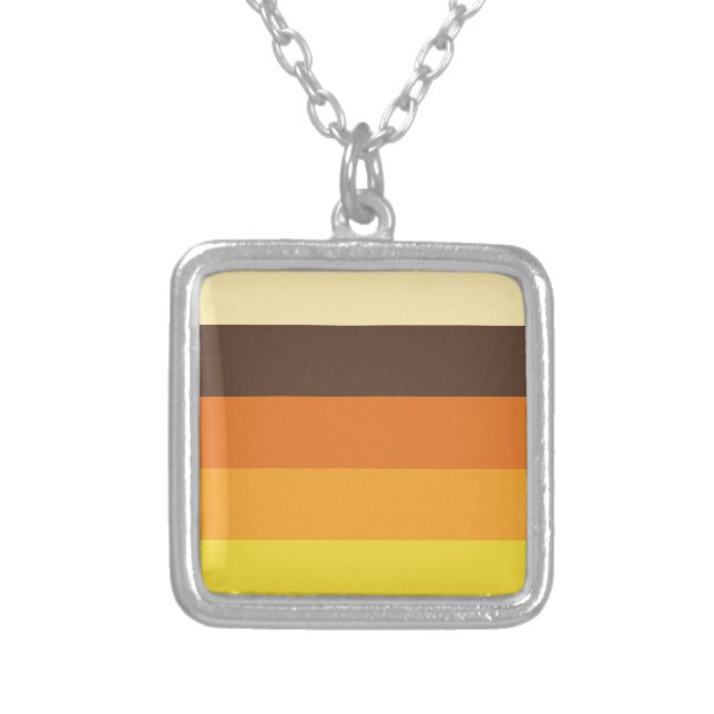 70s Retro Striped Color Pattern Silver Plated Necklace (Front)