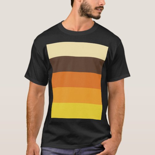 70s Retro Striped Color Pattern T_Shirt