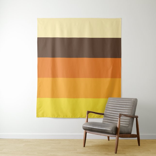 70s Retro Striped Color Pattern Tapestry (In Situ)