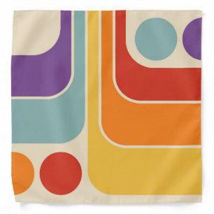 70s Retro Style Geometric Design Chiffon Scarf Bandana