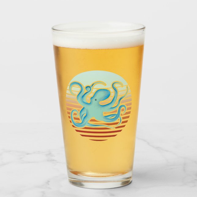  70s Retro Style Octopus Glass (Front Filled)