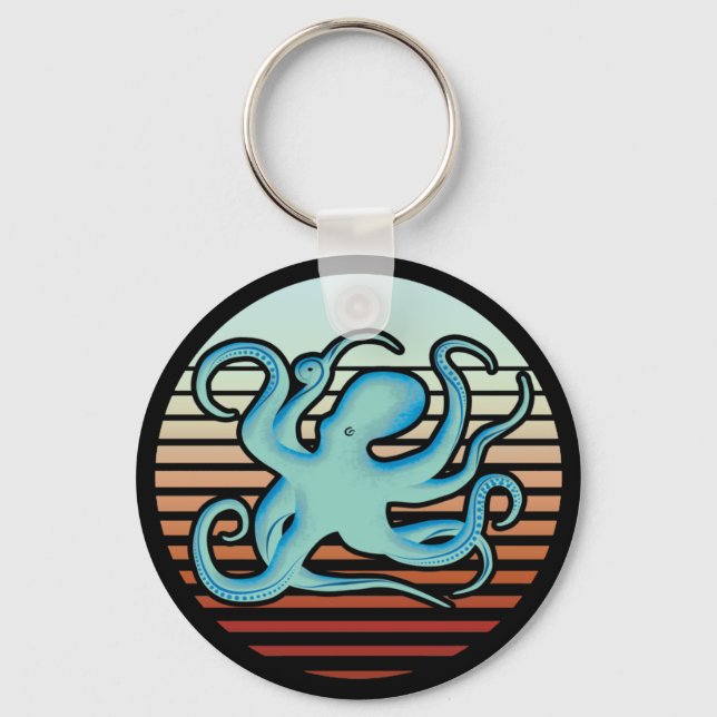 70s Retro Style Octopus Keychain (Front)
