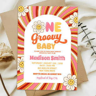 70's Retro Sunflower One Groovy Baby Shower Invitation