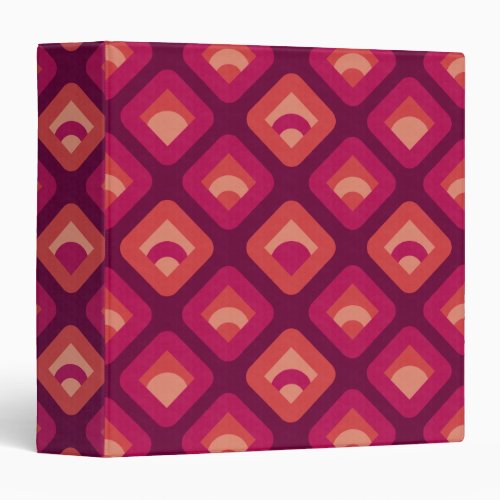 70s retro sunset cubes pattern 3 ring binder