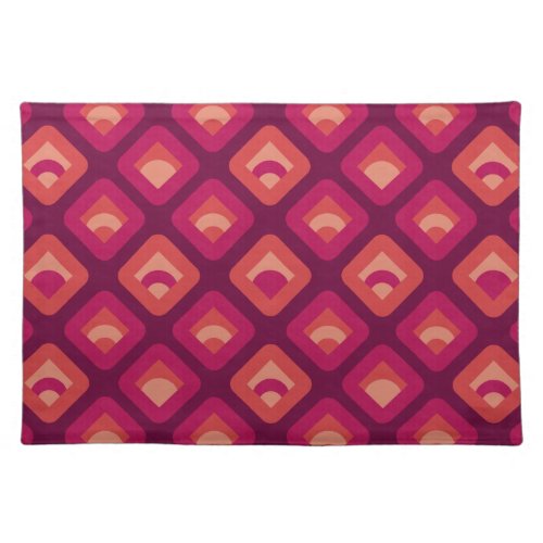 70s retro sunset cubes pattern cloth placemat