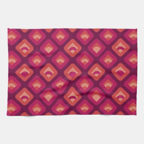 70s retro sunset cubes pattern kitchen towel