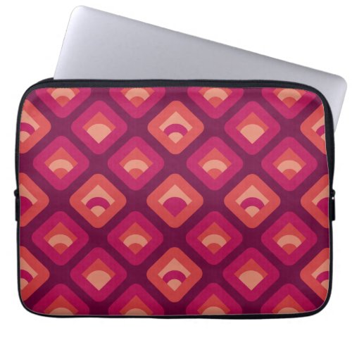 70s retro sunset cubes pattern laptop sleeve