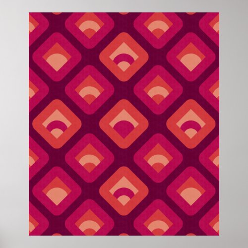 70s retro sunset cubes pattern poster