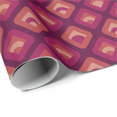 70s retro sunset cubes pattern wrapping paper