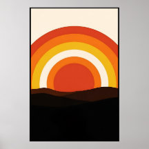 70s Retro Sunset Landscape