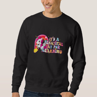 70s Retro Teacher Unicorn It's Beautiful Day For L Sweatshirt