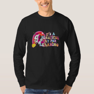 70s Retro Teacher Unicorn It's Beautiful Day For L T-Shirt