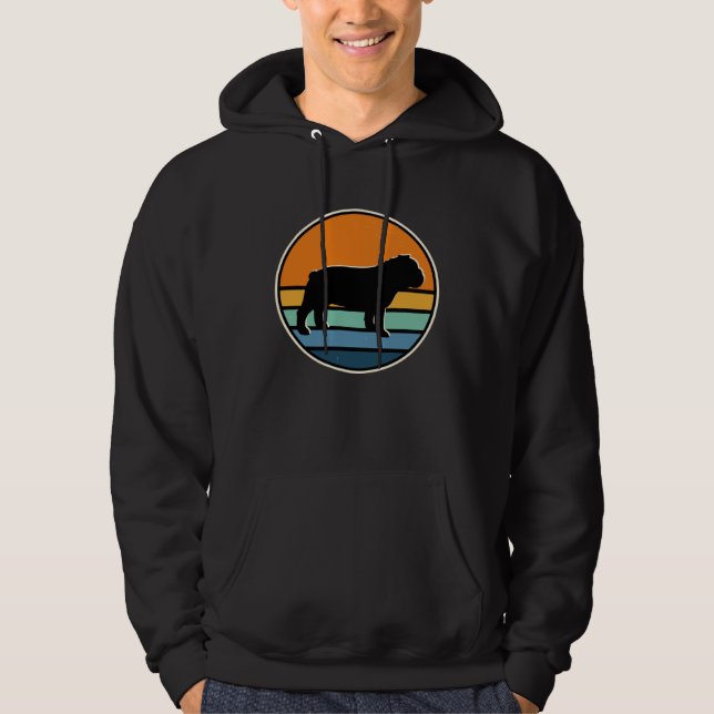 70s Retro Vintage English Bulldog Hoodie (Front)