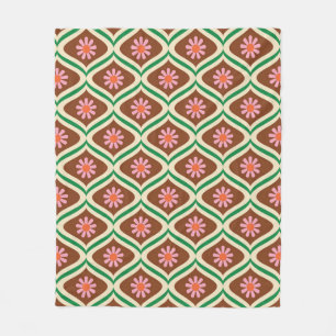 70s retro vintage floral pattern fleece blanket