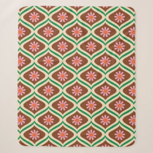 70s retro vintage floral pattern sherpa blanket