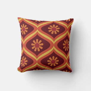 70s retro vintage Mid Century Modern Seamless Patt Throw Pillow