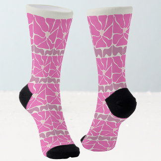 70s Retro Vintage Pink Flower Socks
