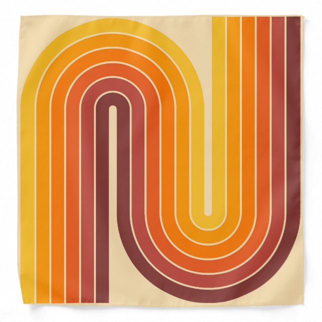 70s Retro Vintage Style Geometric Design Bandana (Front)