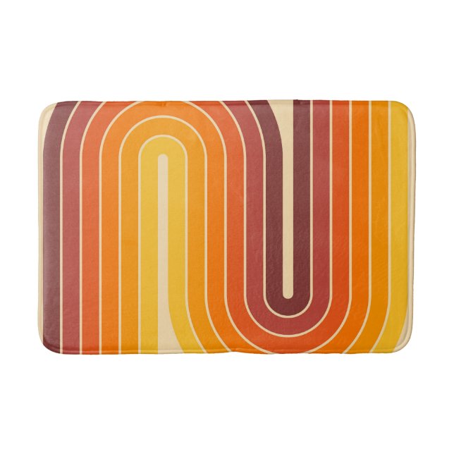 70s Retro Vintage Style Geometric Design Bath Mat (Front)