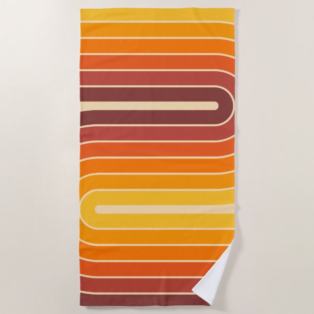 70s Retro Vintage Style Geometric Design Beach Towel (Front)