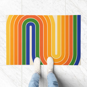 70s Retro Vintage Style Geometric Design Doormat