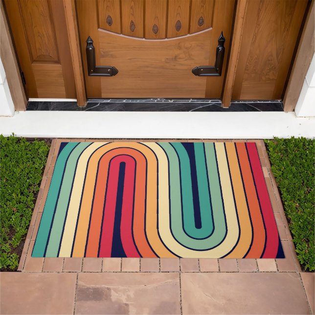70s Retro Vintage Style Geometric Design Doormat (Outdoor)