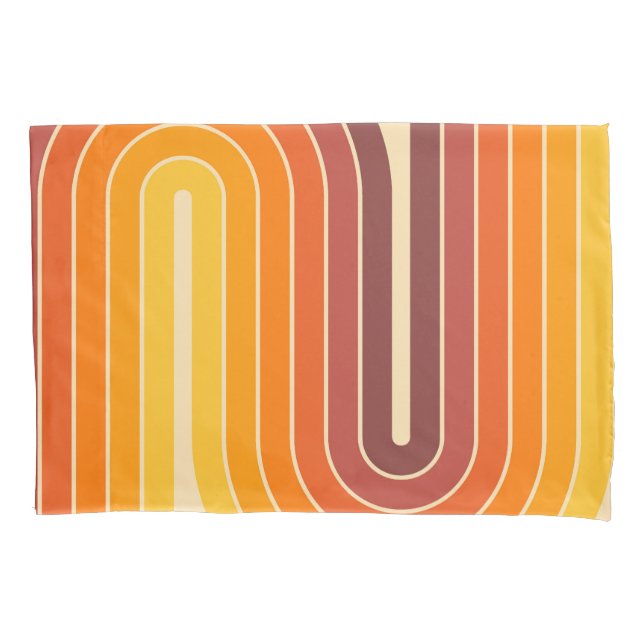 70s Retro Vintage Style Geometric Design Pillow Case (Front-Left)