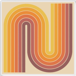 70s Retro Vintage Style Geometric Design Sticker