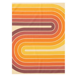 70s Retro Vintage Style Geometric Design Tablecloth